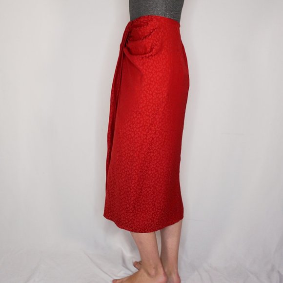 L'ACADEMIE Red Jacquard The Maryam Skirt NWT - Picture 4 of 6